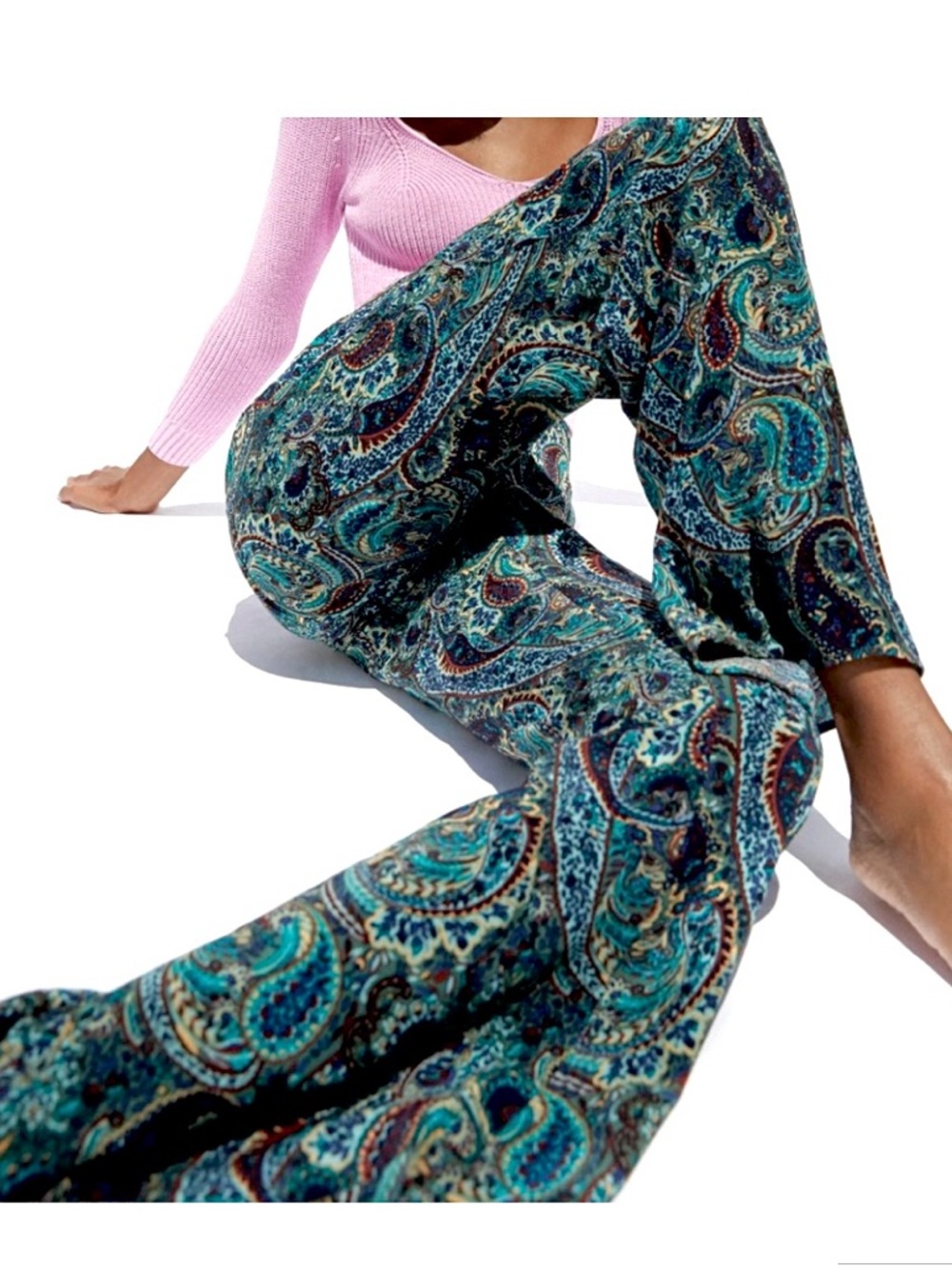 ZARA lightweight viscose FLARE paisley pants size M